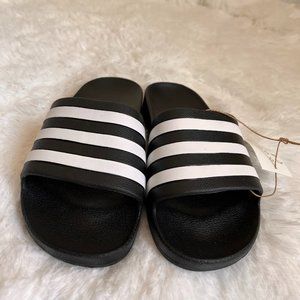 Adidas Adilette 3-Stripes Comfort Black/White Slides, Unisex Men-7 Women-8